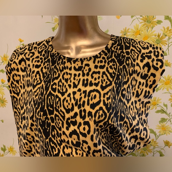 Leopard print shoulder pads muscle tee size L - Picture 3 of 9